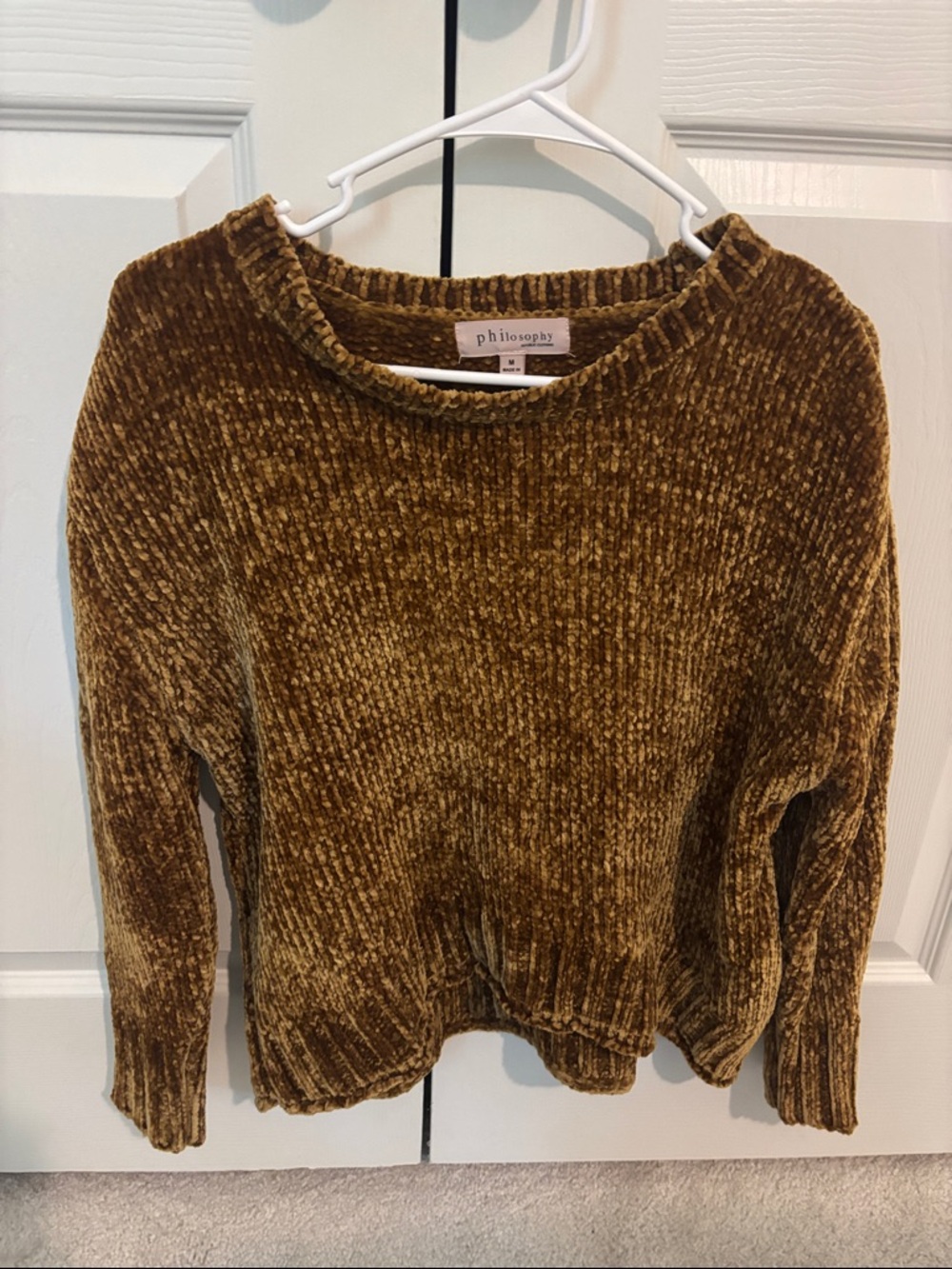 Philosophy Chenille Crewneck Sweater - Olive Brown